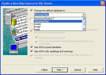 ODBC DSN Default Database Selection