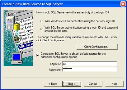 ODBC DSN Login Information